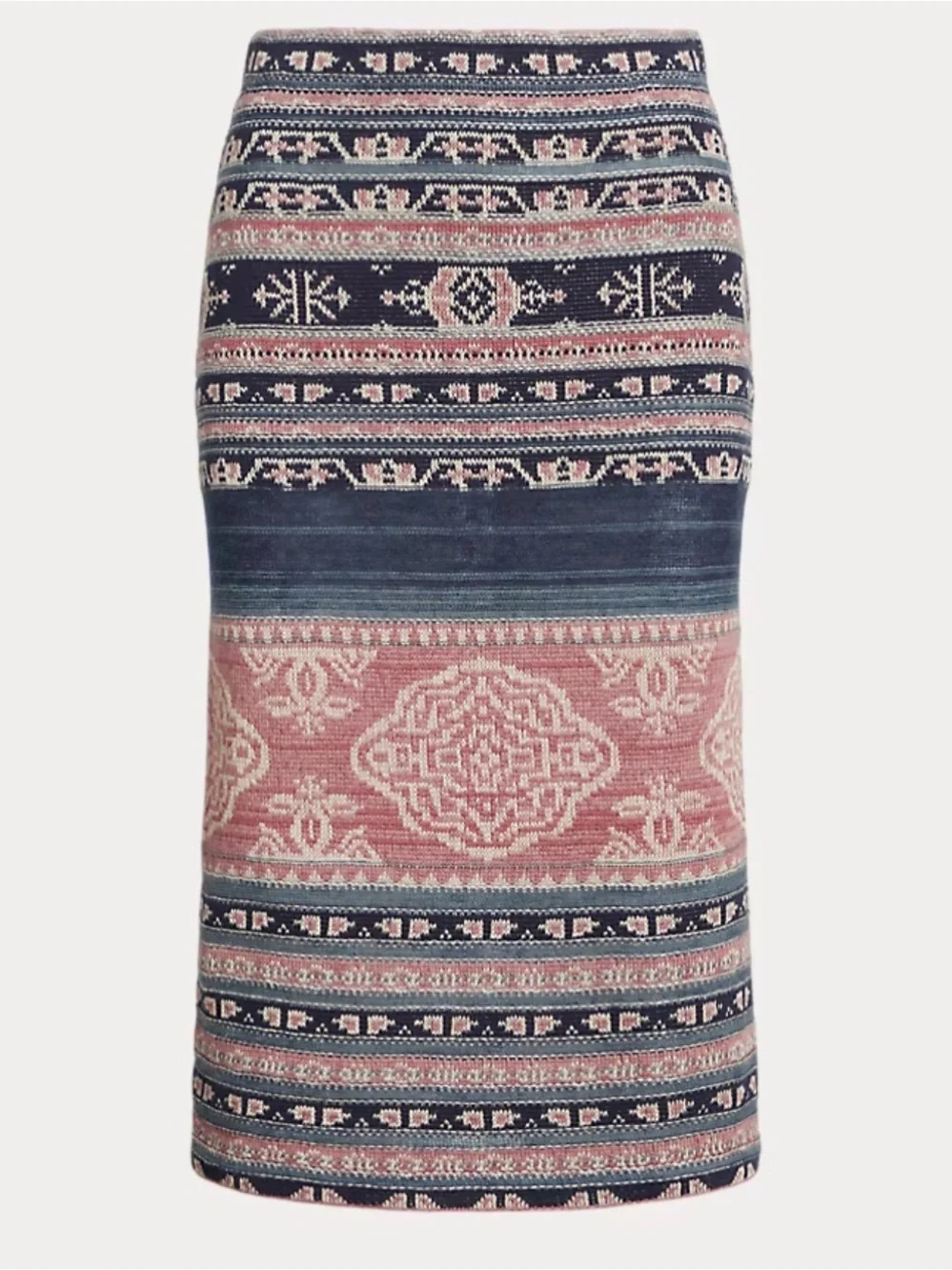 Ralph Lauren Geo-Motif Linen-Cotton Pencil Skirt | XL